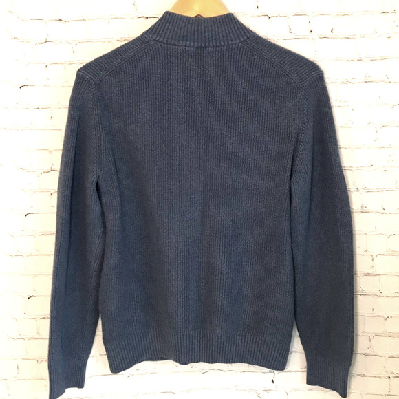 100% Cotton Izod Distressed 1/4 ZIP Sweater Blue - M - Picture 5 of 7